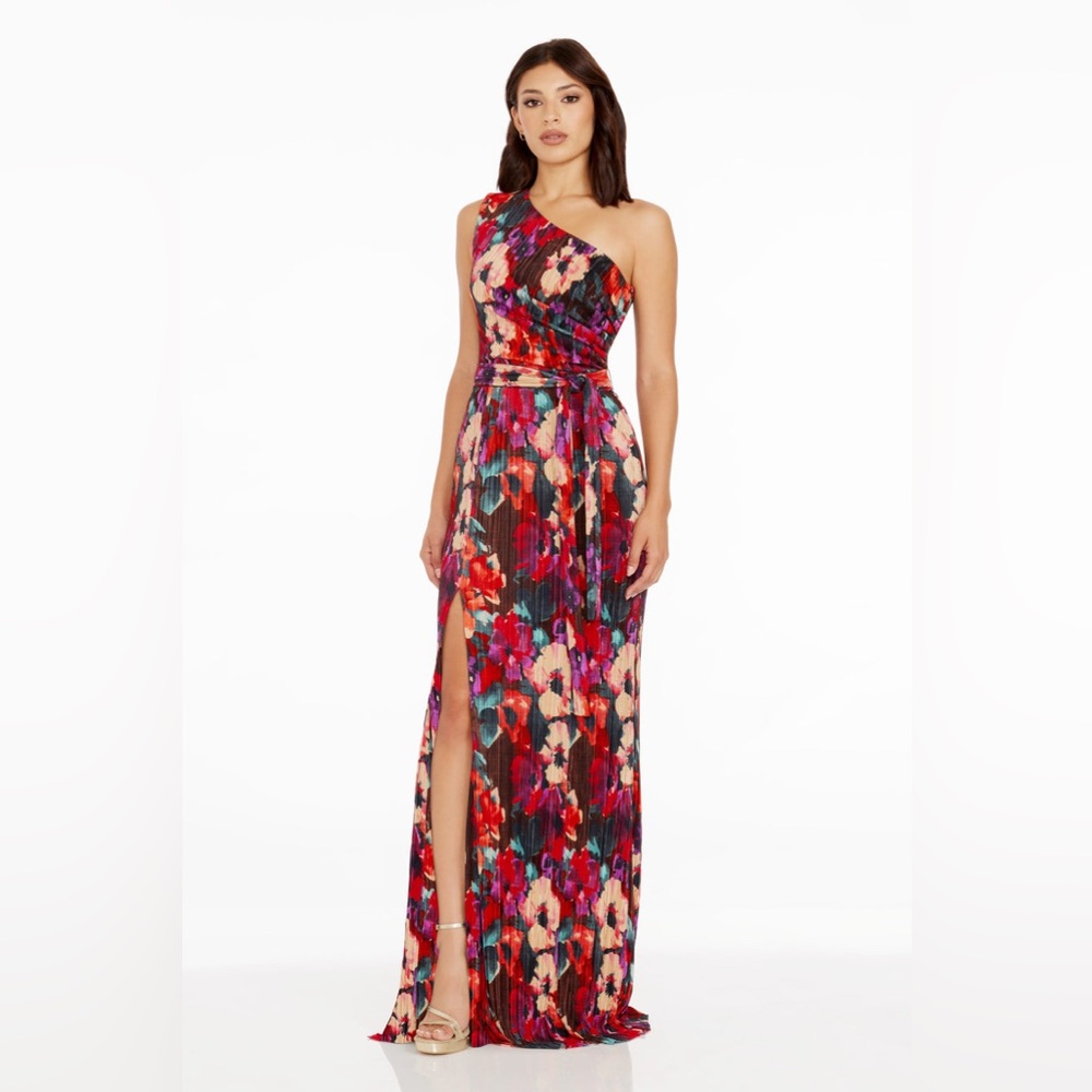NWT Bella Dress DRESS THE POPULATION XS Gorgeous Floor Length Stretch Wedding